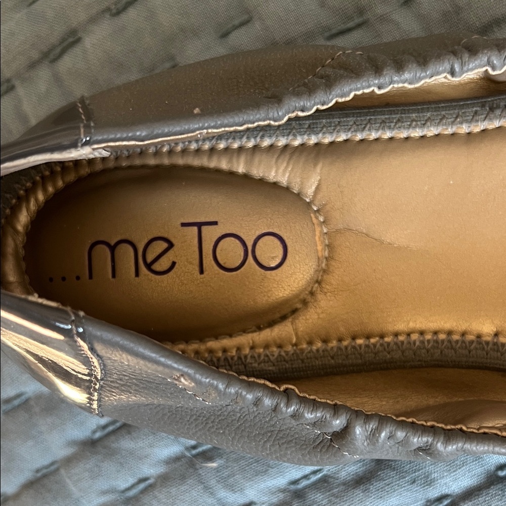 Me Too Grey Taupe Leather Loafers with Buckle Accent - Picture 5 of 7
